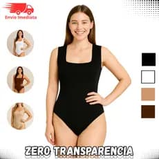 Body  Feminino Suplex Alça Larga Decote Quadrado Sem Manga Collant