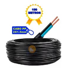 Cabo Pp 2x1,5mm Rolo Flexível 100 Metros Fio