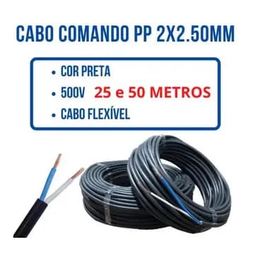 Cabo Pp 2x2,5mm Flexível Rolo 25 Metros e 50 Metros com 30 Filamentos