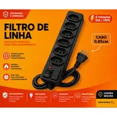 Filtro de Linha 3 4 5 e 6 TOMADAS EXTENSÃO ELÉTRICA 10A INMETRO