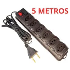 Filtro de Linha Régua 6 Tomadas Cabo 3 Metros e 5 Metros bivolt Fusível Chave E Led 10A