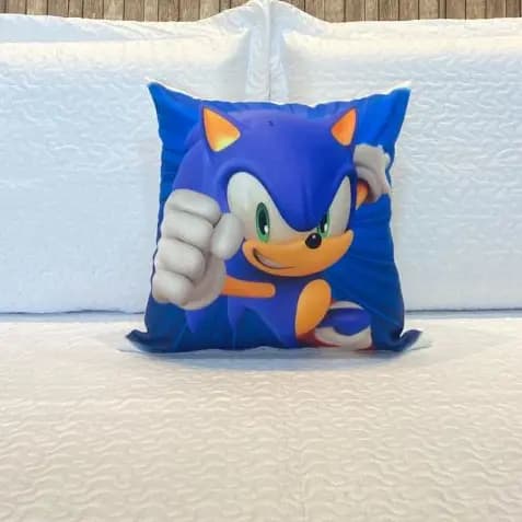 Capa de Almofada Suede Personagens Infantis 45 x 45 Temático Kids Sonic