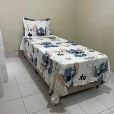 Jogo de Lençol Infantil 2 Peças Stitch Personagens Desenho Menino Menina