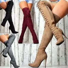 Botas Femininas De Cano Longo Com Salto Alto Estilo Europeu Americano Outono/Inverno 40-43wish
