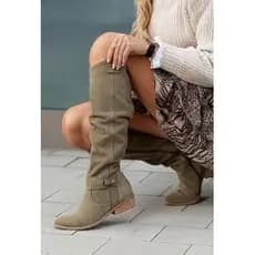 Novos produtos de inverno de ano novo com zíper lateral de salto baixo 40-43 botas de cano alto de camurça X2309022