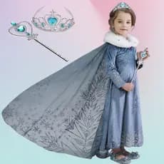 elsa Cosplay Vestido De Princesa Longo Fantasia Para Crianças Disney Outono Festa Noturna De Inverno Vestidos