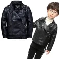 Casacos De Couro Para Crianças 2023 Novo Outono Inverno Rebites Meninos PU Casaco Moda Infantil
