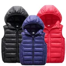 Adolescentes Meninos Meninas Colete Quente De Algodão De Inverno Outono Para Crianças Roupa Exterior Com Capuz