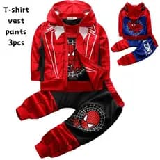 Roupas Para O Homem-Aranha Conjuntos 3Pcs Colete De Capuz Menino Calças Crianças Fato Esportivo