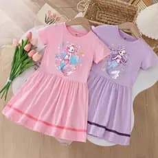 Meninas Vestido Impresso Sereia Vestidos 3-10 Anos Roupas Infantis Crianças Verão Manga Curta