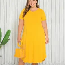 Vestido Feminino Plus Size De Calor Com Manga Tecido Viscolycra Premuim G1-G2-G3-G4