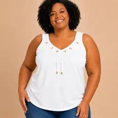 Blusa Grande Feminina Regata Alça Larga Plus Size Viscolycra Premuim M ao G3