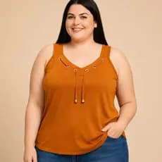 Blusa Regata Feminina De Calor Plus Size Decote Ilhós Dia a Dia G-GG-G1-G2-G3