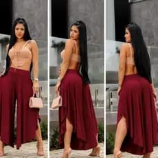 Calça Godê Estilo Pantacourt Com Bolsos Viscolycra Premium Cintura com Elástico Elegante