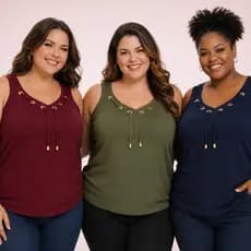 Kit 3 Blusa Regata Feminina Alça Larga Plus size Calor Veste G ao G3