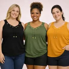 Kit 3 Blusa Regata Calor Verão Alça Larga Único G-GG-G1-G2-G3 Várias Cores