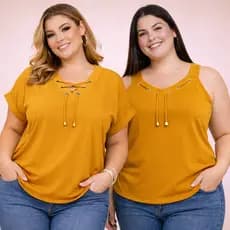 Kit 2 Blusa Grande Plus Size Feminina Manga Morcego + Regata Alça Larga G ao G3