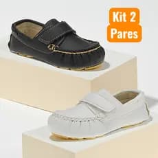 Kit 2 Pares Mocassim Infantil Menino Antiderrapante Confort Sapato Batizado