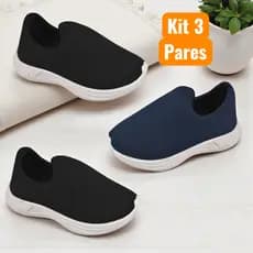 Kit 3 Pares Tênis Calce Fácil Infantil Menino Casual Confortável