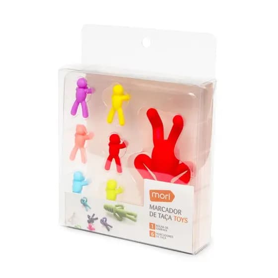 Marcador de Taças em Silicone com Rolha Kit com 6 Identificadores Design Divertido 2 Modelos