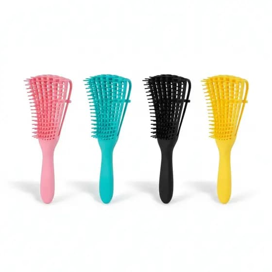 Escova Polvo Desembaraçante Profissional para Cabelos Cacheados, Ondulados e Crespos – Flexível e Antifrizz