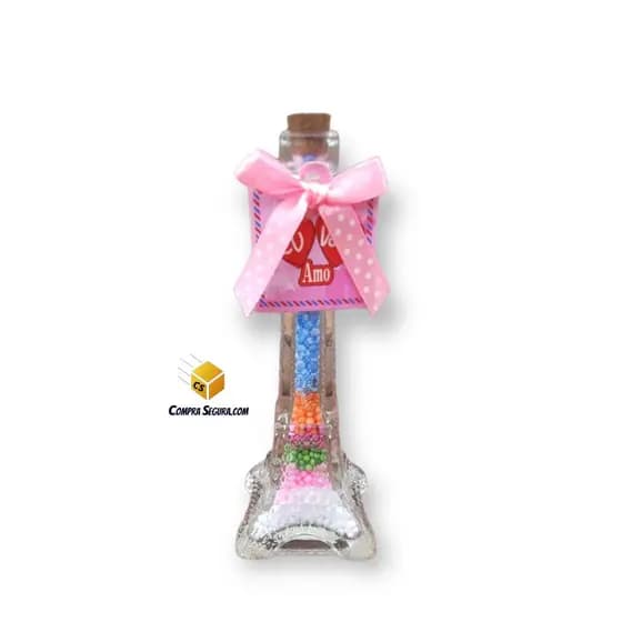 Enfeite decorativo de vidro com bolinhas coloridas Torre Eiffel - presente dia dos namorados