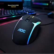 Mouse Gamer Aoc Rgb 7200 Dpi Sensor Alta Precisao Usb Gamer Preto