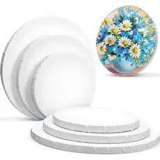 6  telas redonda para pintura, em branco,  formato redondo, tela esticada, preparada para decoração