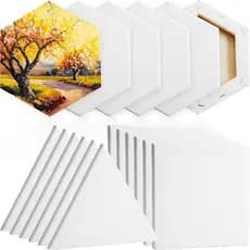 Mini telas para pintura quadradas, triangulares e hexagonais, pacote com 18 mini telas 20 x 20
