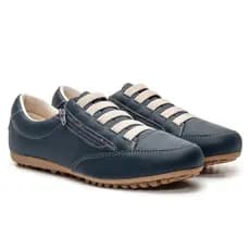 Ténis Feminino Em Couro Legitimo Sapatênis Casual Com Ziper