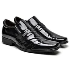 Sapato Social Verniz Preto Masculino Confortavel