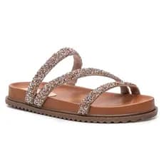 Sandália Feminina Papete Birken Brilho Strass Confortavel Flat form
