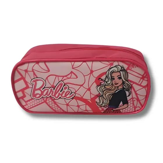 Estojo Menina Infantil 1 Repartição Estampa Barbie Estojo Escolar Box Grande Rosa Estojo Porta Lápis