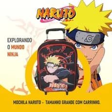 MOCHILA ESCOLAR COM RODINHA  DESENHO E ESTAMPA NARUTO MOCHILA INFANTIL GRANDE DE CARRINHO  ESCOLAR JUVENIL PARA MENINOS