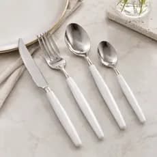 Kit 25 Peças Talheres Inox Branco Colher Garfo Faca Luxo 304 Mesa Posta Premium