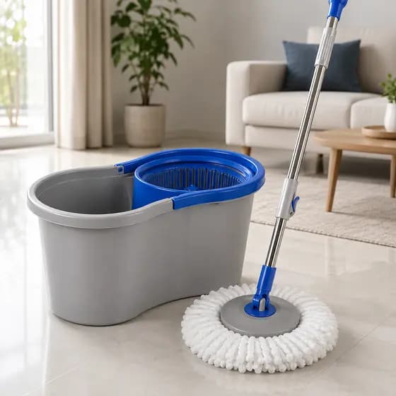Mop Giratório 360° Balde Inox Duplo Com Esfregão GiroLux Microfibra Limpeza Prática