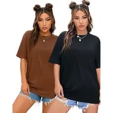 Kit 02 Camiseta Femina Oversized Algodão Básica