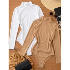 Body Feminino Gola Alta Segunda Pele Térmico Manga Longa Suplex Premium