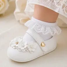 Sapatinho de bebê sapatilha branca batizado super macia luxuosa