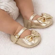 Sapatilha bebê menina dourado N°13 ao 18