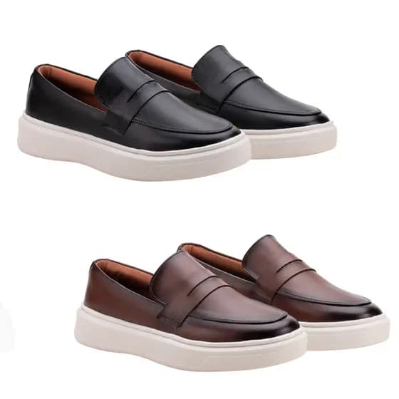 Kit 2 Pares Loafer Mocassim Masculino Casual Conforto Couro