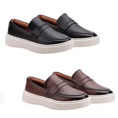 Kit 2 Pares Loafer Mocassim Masculino Casual Conforto Couro