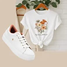 Kit Moda Feminina Tênis Casual + T-shirt Básica Premium