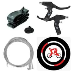 kit 10 camaras de ar c/ 8 manetes maçaneta de nylon e 10 cabos de freio