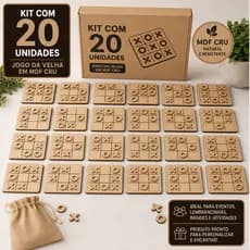 Kit 20 Jogo da Velha MDF Lembrancinha Festa Infantil Aniversário Escolar Educativo Tabuleiro Brinquedo Presente Jogo
