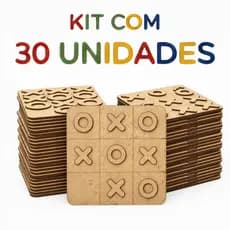 Kit 30 Jogo da Velha MDF Tabuleiro 10cm Lembrancinha Festa Infantil Brinde Escolar Educativo