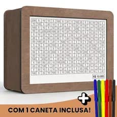 Cofre Desafio 5Mil/10Mil/20Mil Caixa de Dinheiro /MDF / Método Japonês / Poupança / Depósitos