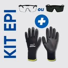 Kit EPI Segurança Luva Tátil Multiuso + Óculos de Proteção UV Trabalho Eletricista