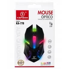Mouse Óptico Gamer USB Kapbom KA-778 RGB com LED | 1200 DPI | Plug
