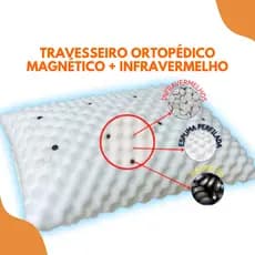TRAVESSEIRO ORTOPÉDICO MAGNÉTICO + INFRAVERMELHO espuma com CAPA PROTETORA / TERAPÊUTICO PERFILADO EXTRA CONFORTO